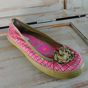 Nanette Lepore Keds Green Pink Flower Rosette 7